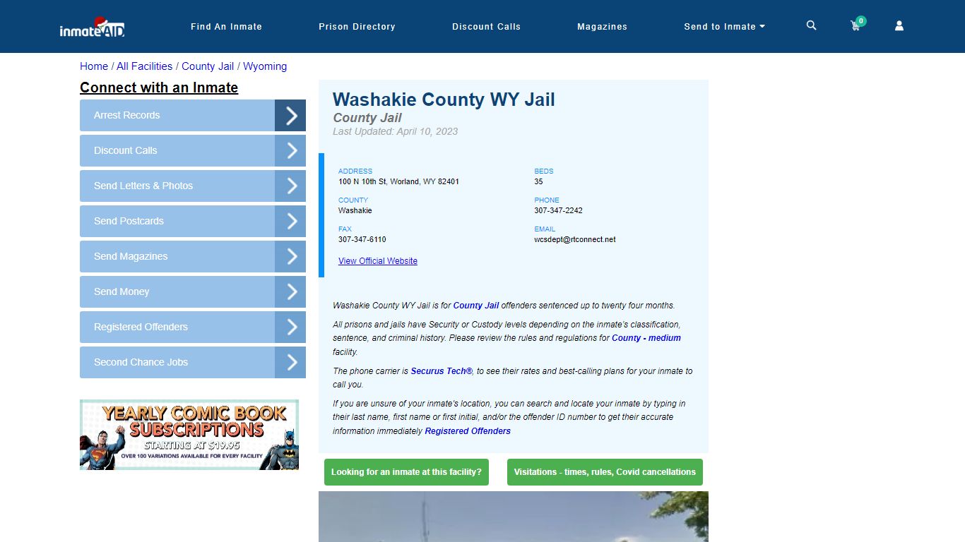 Washakie County WY Jail - Inmate Locator - Worland, WY