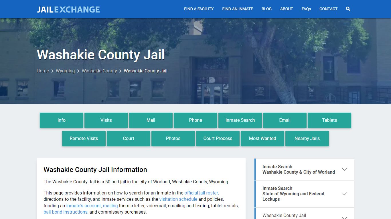 Washakie County Jail, WY Inmate Search, Information